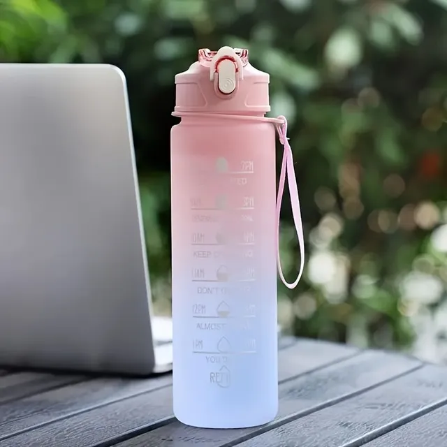 280ml/750ml Leakproof Water Bottle With Gradient And Straw - For Sport, Fitness, Gym And Travel - Includes Lanyard With Replacement Colour - Available In 9.5 Oz And 25 Oz Sizes