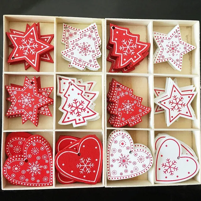 Wooden Christmas decorations - 10 pcs