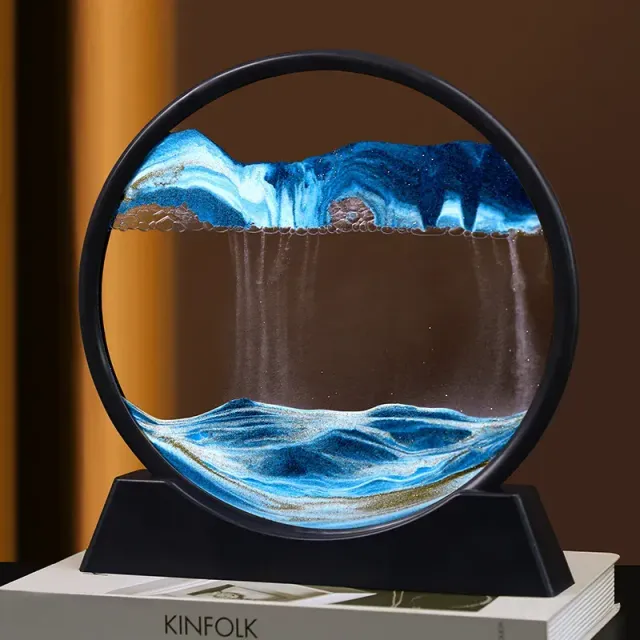 Hourglass with Shelf Deep Sea Sandy Landscape Moving Sand Art Picture Home Desk Decor