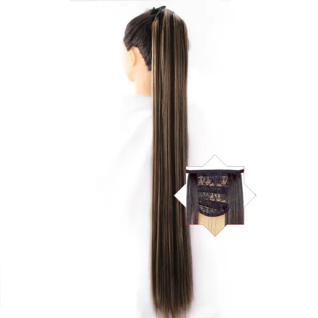 Long synthetic hair with a drawstring for fastening the ponytail - various variations