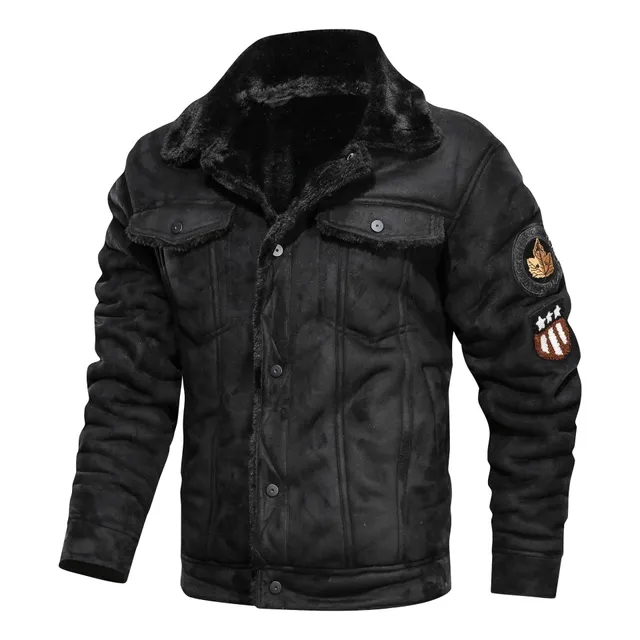 Men's leather jacket with fur Fly