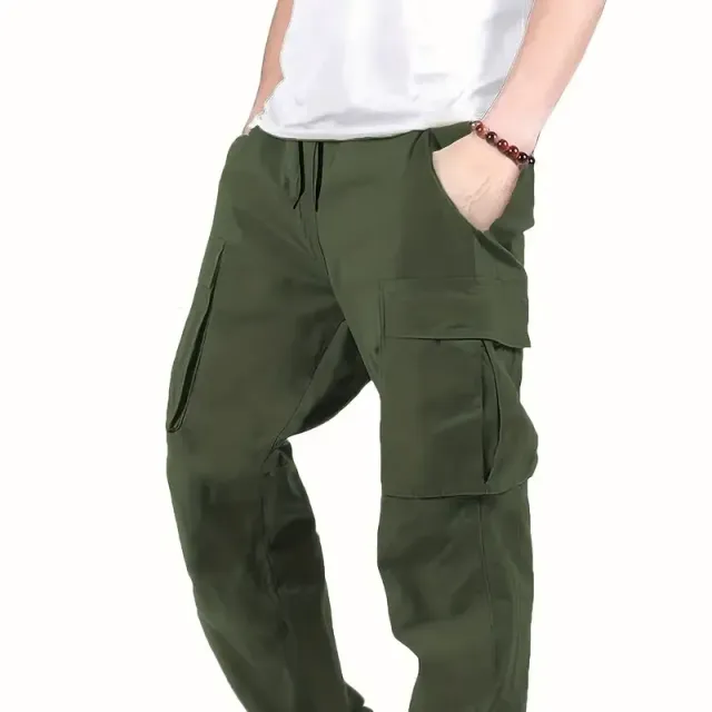 Men's cargo pants made of cotton, comfortable cut, straight pants, multifunctional pockets, ideal for outdoors and free