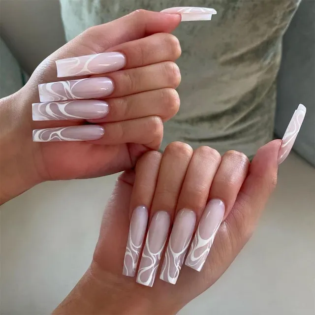 Aesthetic Long Acrylic Coffins Sticky Nails Sticker Makeup Fashion Fits