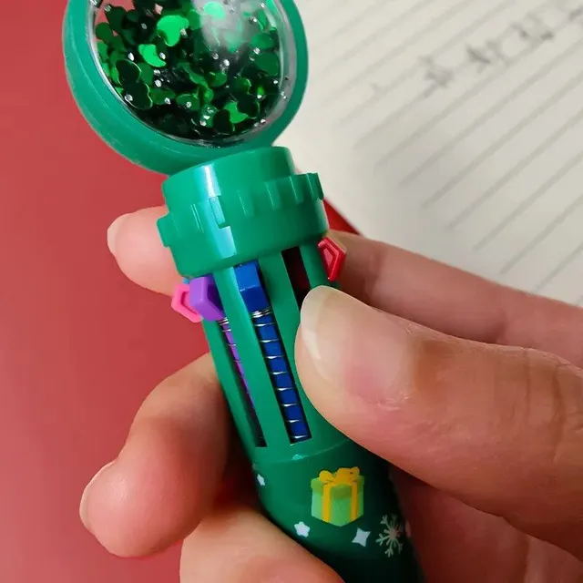 Christmas ballpoint pen with 10 colors - press color pen