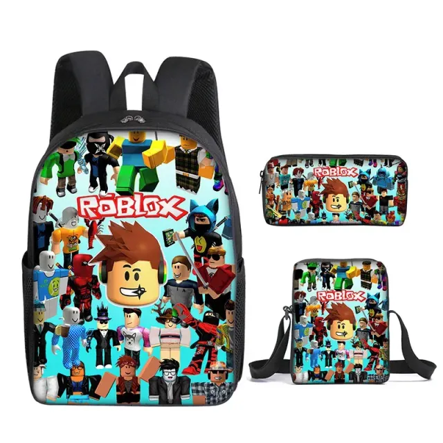 Stylish school set for children - Backpack, pencil case, lunch bag in various Roblox motifs