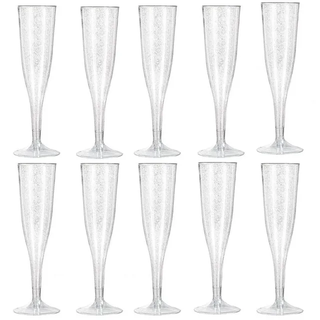 Plastové originálne priehľadné úzke poháre na koktaily alebo šampanské 10 ks