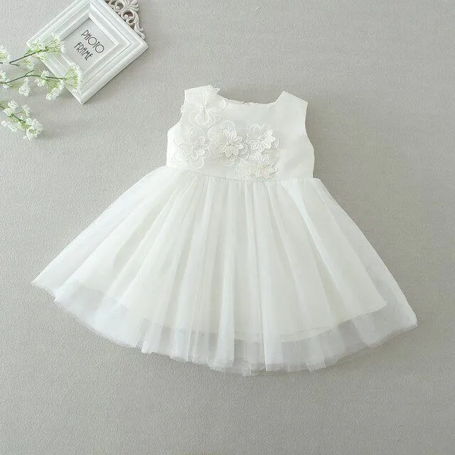 Girls white dress with tulle skirt