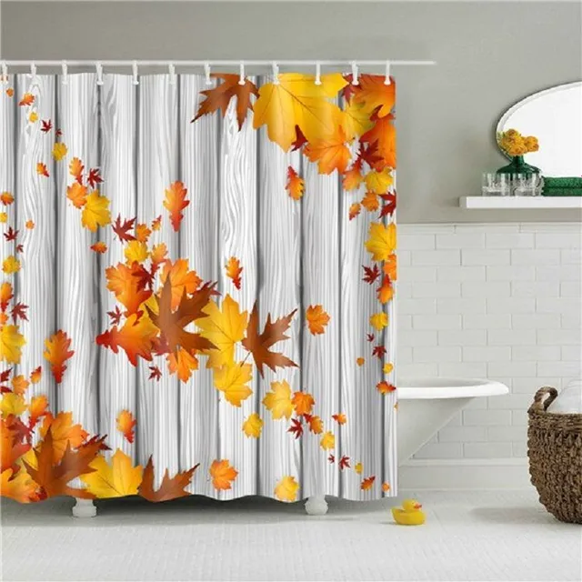 Shower curtain with plant motif