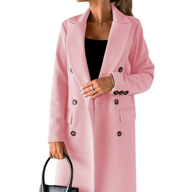 Double-breasted wool coat with long sleeves