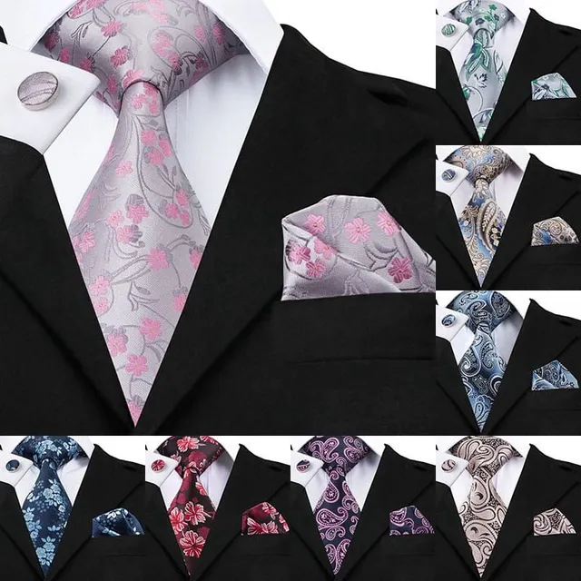 Men's luxury set with pattern | Tie, Handkerchief, Cufflinks