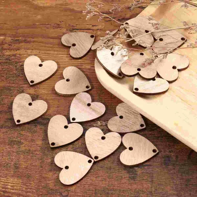 50 bucăți de plăci din lemn în formă de inimă pentru calendar cu amintiri de ziua de naștere și decorațiuni de nuntă