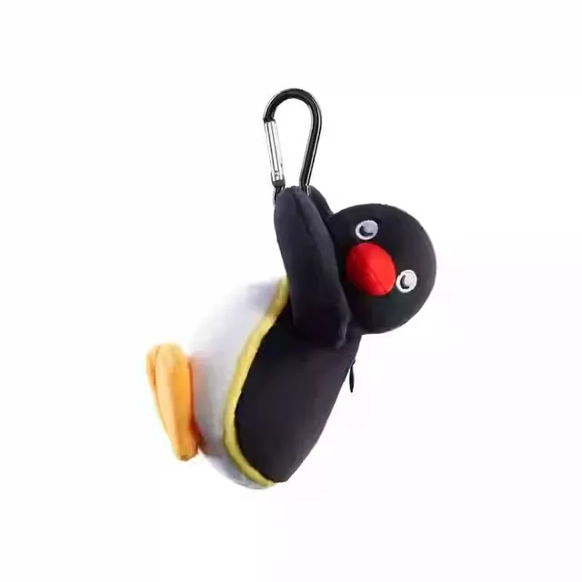 Pingu Penguin plush toy with carabiner for hanging on bag