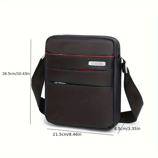 Male shoulder bag, fashion design, for leisure and work, many pockets, large capacity