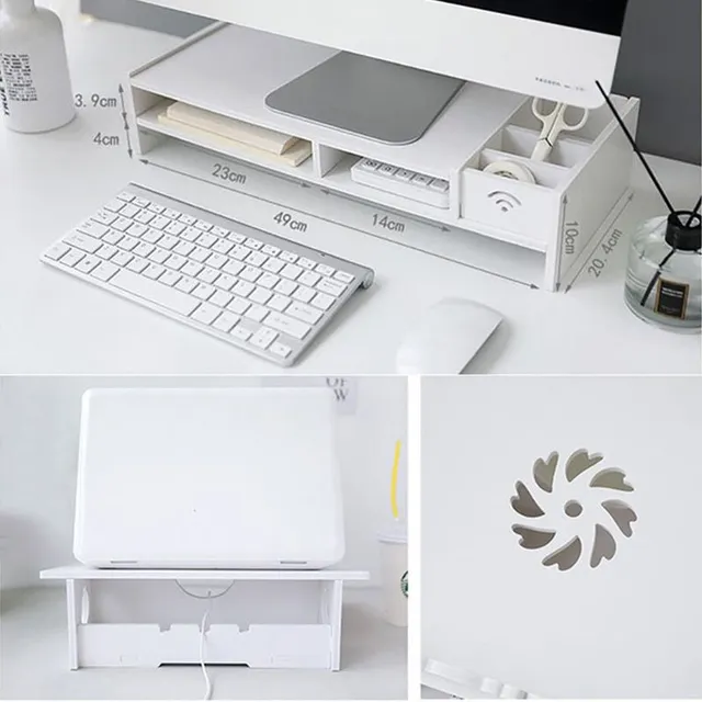 Multifunctional computer monitor stand with shelf