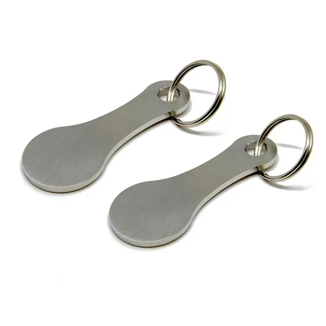 Stainless steel keyring for unlocking shopping trolley 2 pcs
