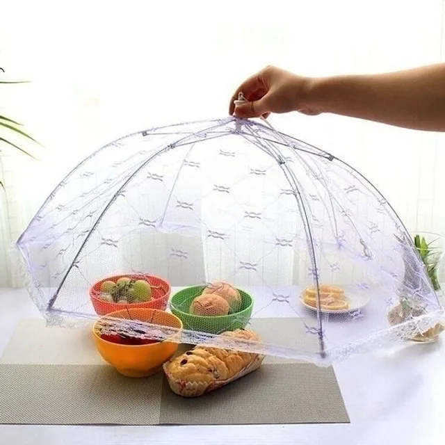 Practical umbrella-shaped insect screen to cover Tebo's food