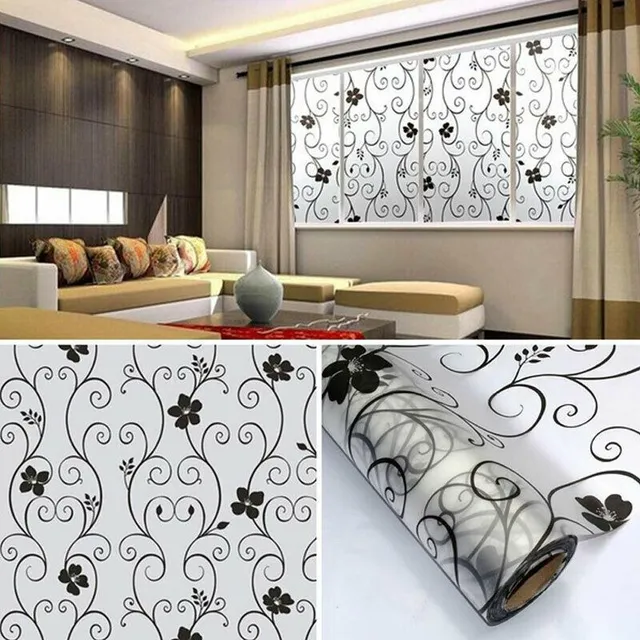 Self-adhesive window wallpaper with elegant floral pattern