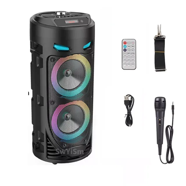 30W Bezdrátový Bluetooth reproduktor s mikrofonem pro karaoke