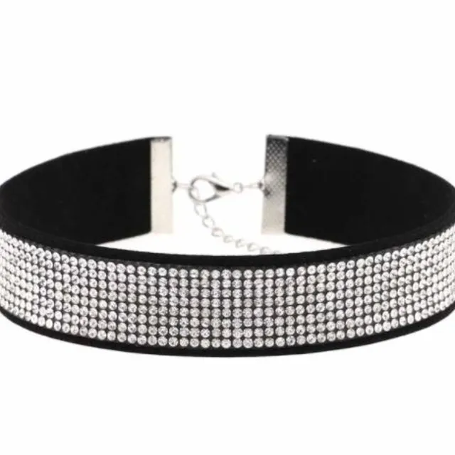 Choker with rhinestones - 15 colours