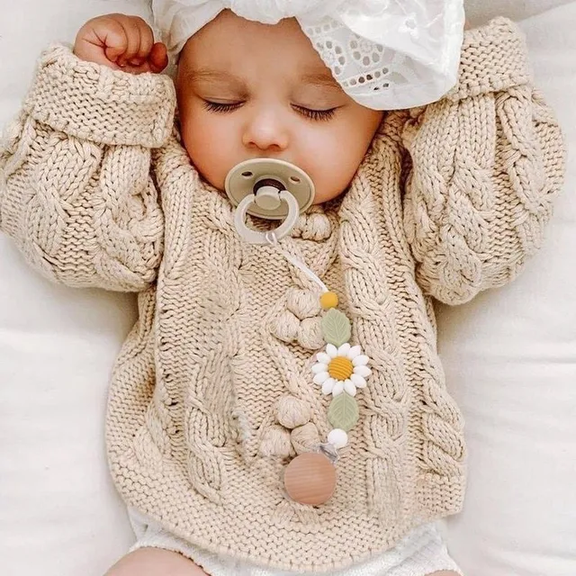 Cute pacifier clip with flower