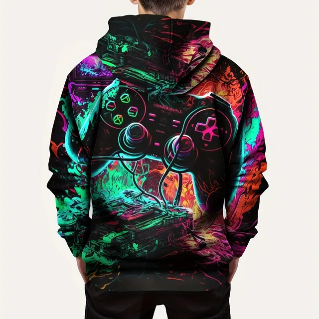 Baby color hoodie with 3D printing gamepad for boys - fashionable and warm