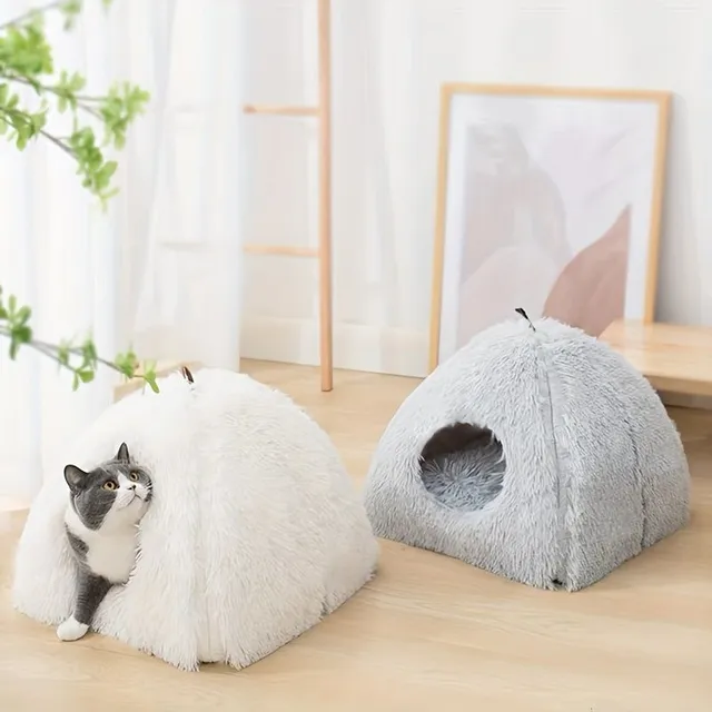 Cat Pelišek Cave Heating For Home Cats, Cute Self Heating Indoor Hairy Pelišek With Doughnuts Soothing Round Washable For Inner Cats Cave, Closed Warm Pelíšek Pro Babe