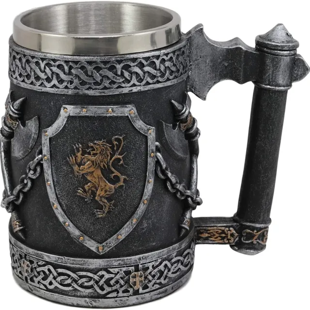 Ebros velký středověký erb Anglický lev Heraldika Shields Tankard Pivní džbánek