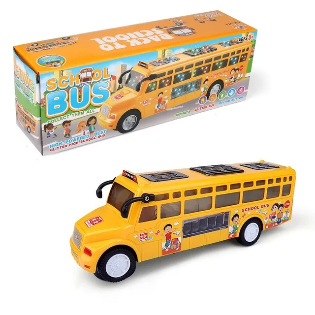 Interactive music blinking school bus for children