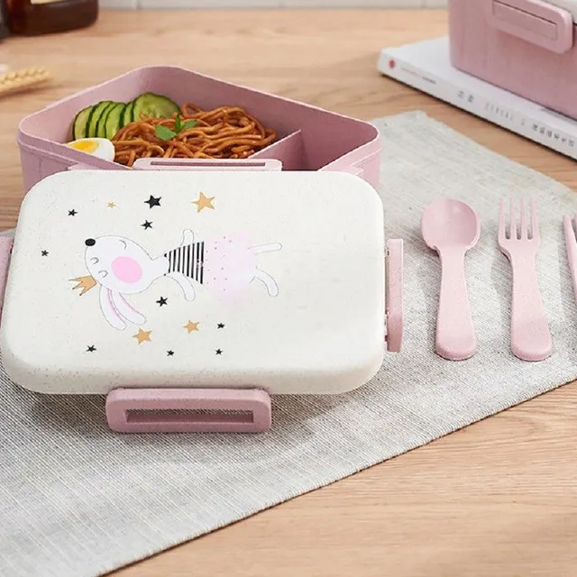 Bento food box with cutlery