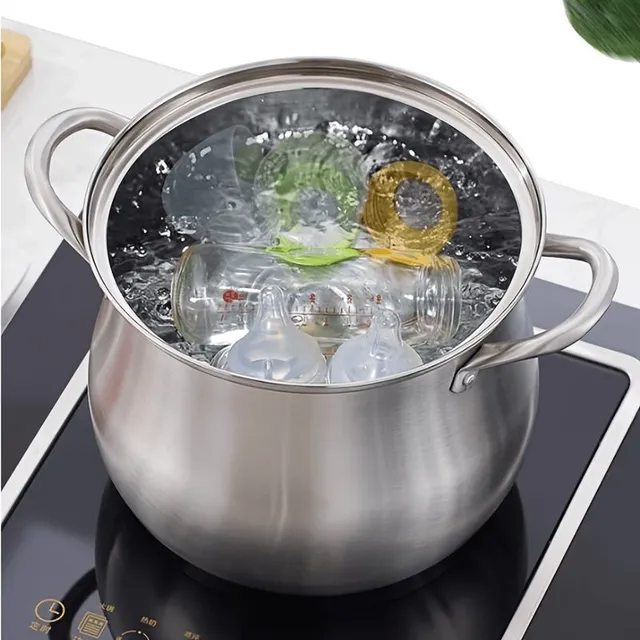 1 pc stainless steel pot, large soup pot with ear, durable kitchen utensils for home cooking, cooking and stewing