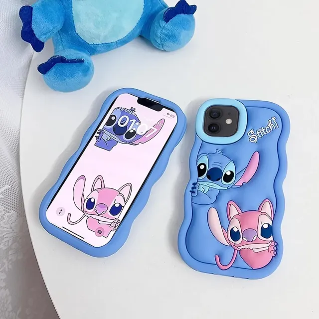 Silicone padded soft case for iPhone in the motifs of the characters from the Stitch & Angel fairy tales