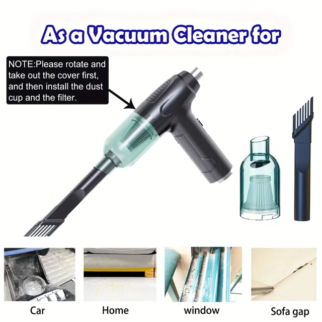 3v1 Cableless Air Cleaner - Dust blower & Mini Vacuum Cleaner & Electric pump - Keyboard, Sofa, Car, Household, Office