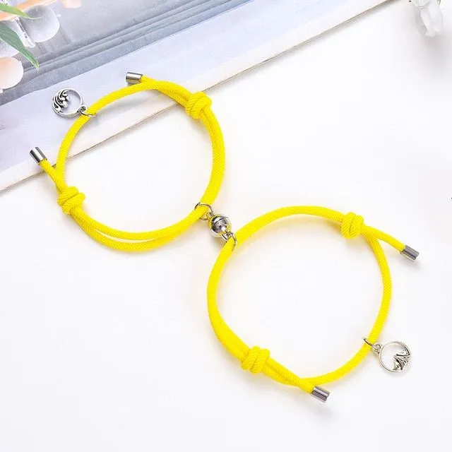 Magnetic string bracelet for couples 2 pcs yellow