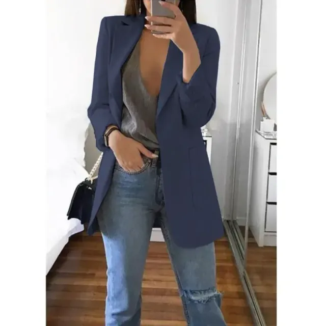 Manteau blazer oversized pour femme en une seule couleur à manches longues pour les loisirs et le bureau