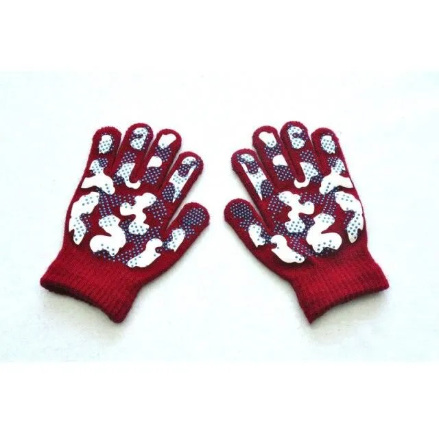 Children's anti-slip camouflage gloves