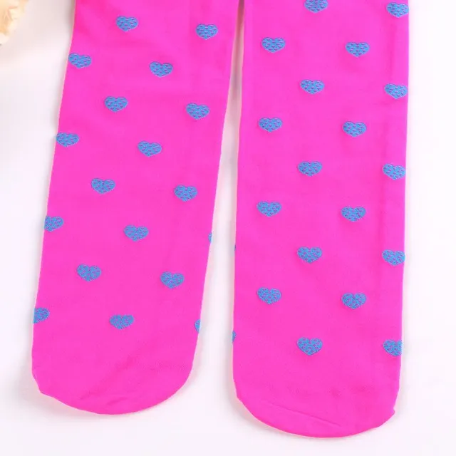 Girl single color stockings decorated with hearts