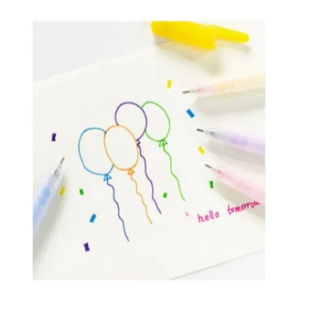 Trendek sor színes modern stílusú gél markerek művészek és iskolás gyerekek 12 db