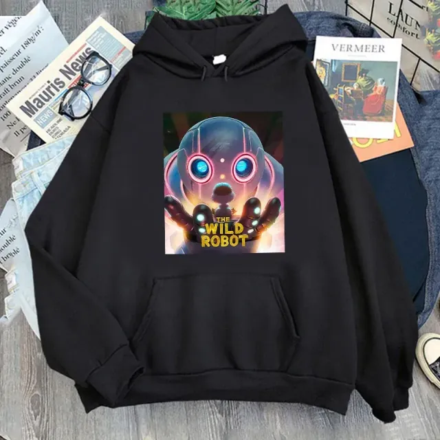 Unisex sweatshirt with hood and kangaroo with motifs of popular characters Rozum in the Wild - The Wild Robot