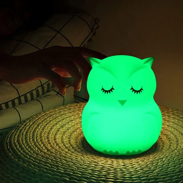 Silikonowe nocne światło LED - Owl