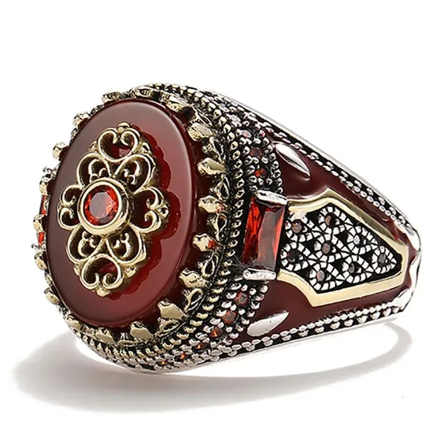 Men's chunky vintage ring with stone