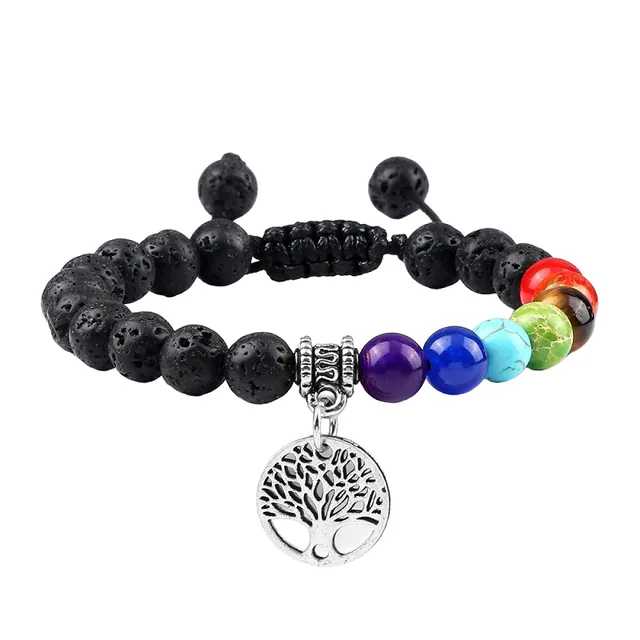 Bracciale regolabile dei sette chakra con pietra lavica