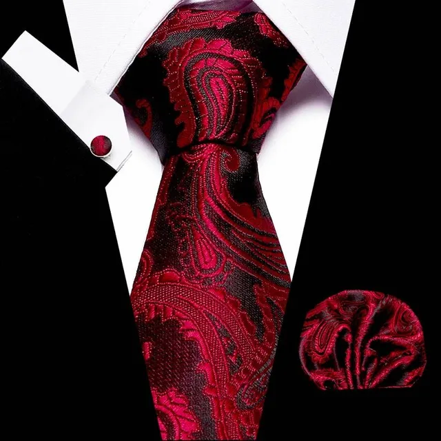 Męski zestaw biznesowy z modnym wzorem - krawat, chust