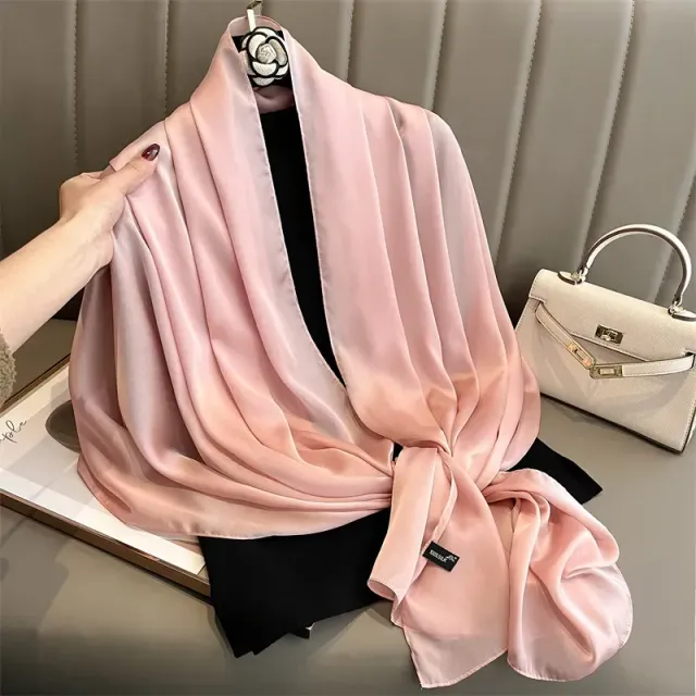 Fashionable satin scarf with a size of 90x180 cm for women