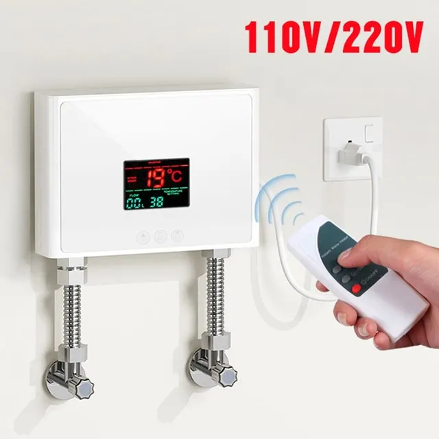 110V 220V ohrievač vody Kúpeľňa Kuchyňa Nástenný elektrický ohrievač vody LCD displej s diaľkovým ovládaním