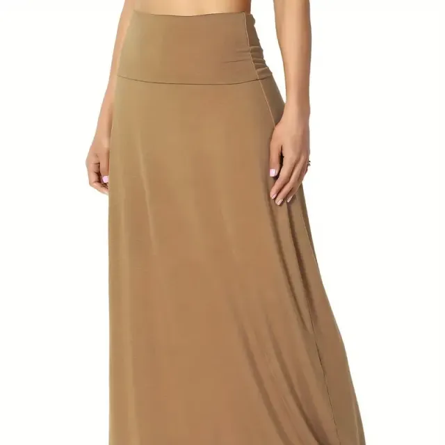 Casual maxi skirt for full-slim - with high waist, simple cut, ideal for spring and summer