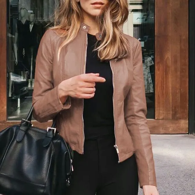 Jacheta elegantă de piele a femeilor Emma