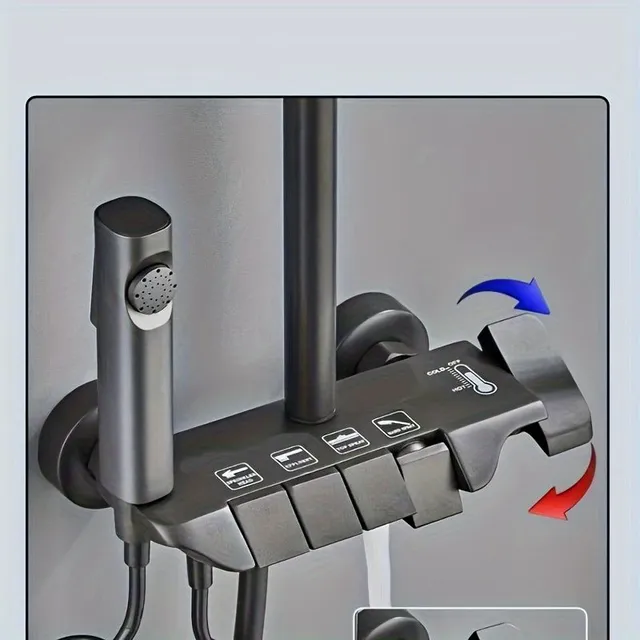 Luxusný sprchový systém s termostatom, veľkou hlavovou sprchou a ručnou sprchou - meď