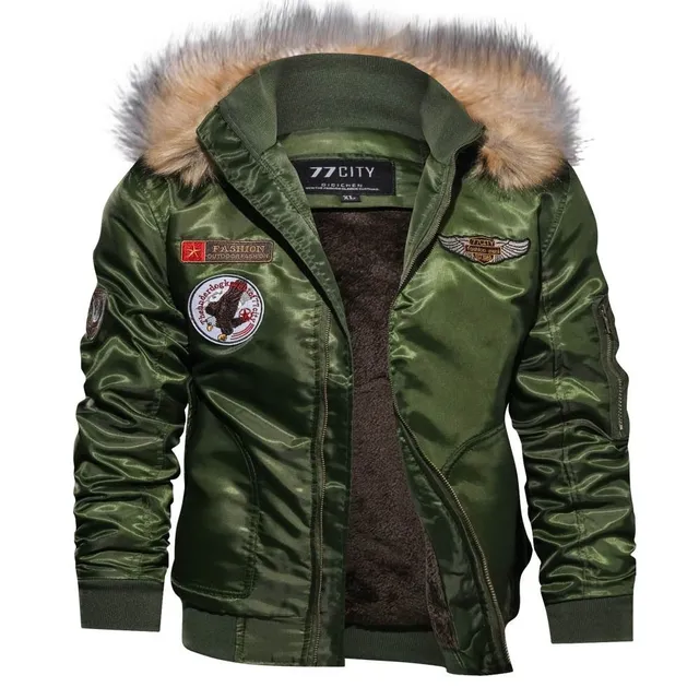 Men's stylish jacket with fur around the hood Rio