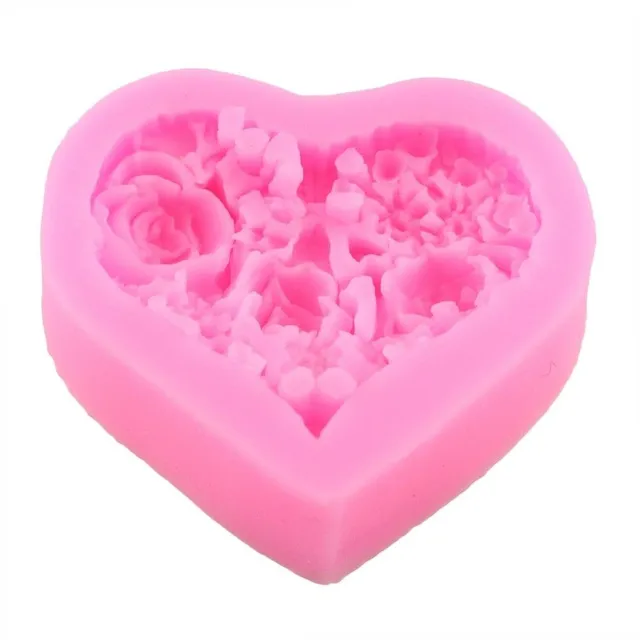 Silicone heart form with flowers