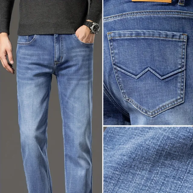 Men's jeans in slim fit cut from pleasant cotton mix with pockets - breathable and stylish